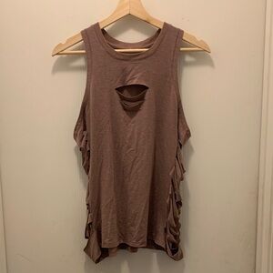 ALO Sleeveless Mauve Top with Cutout Design